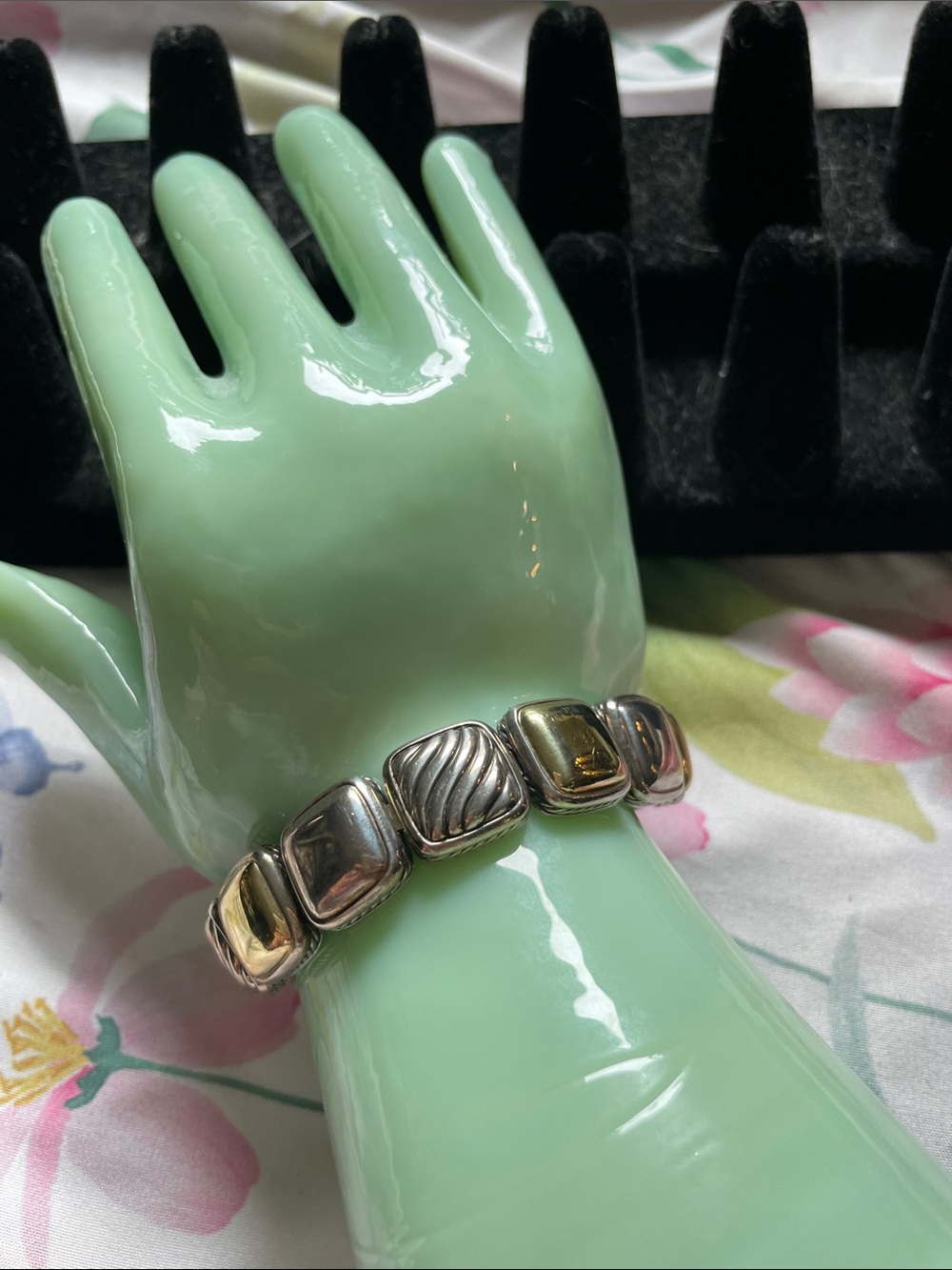 David Yurman Sterling Silver and 18K Gold Link Bracelet
